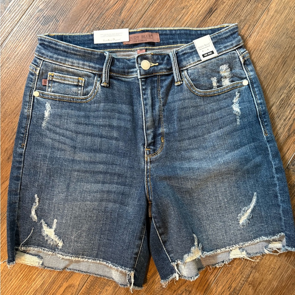 Judy Blue Blue Jean Shorts with Distressed Details
